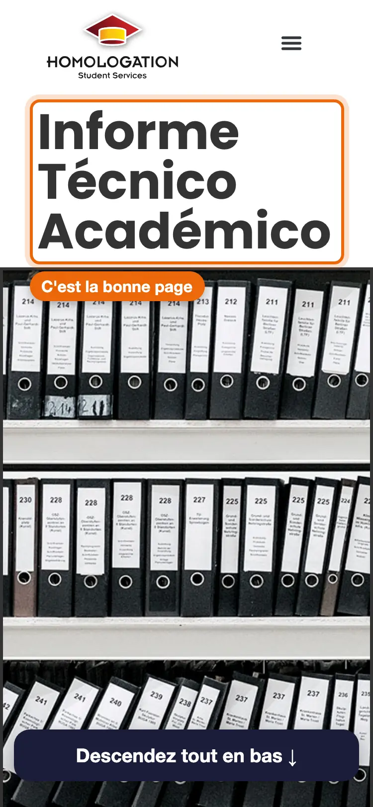 Page Informe Técnico Académico de hostudents.com